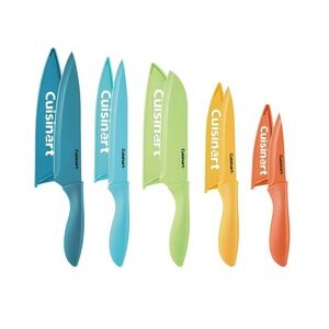 Cuisinart 10-Pc. Seaside Ceramic-Coated Stainless Steel Knife Set. Five knives